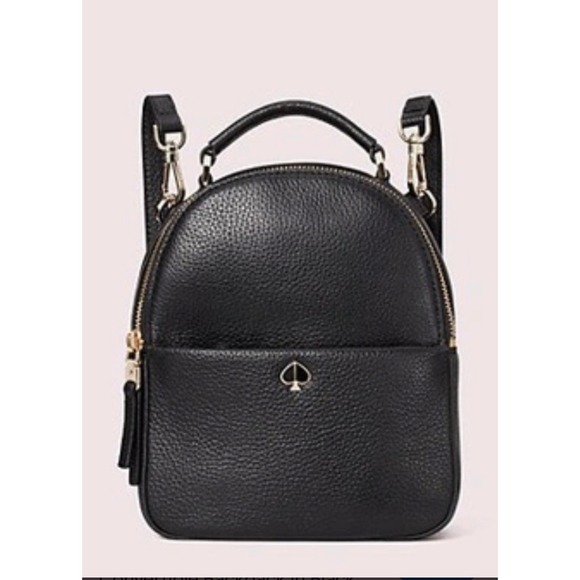 Kate Spade New York Black Pebbled Leather Mini Backpack Gold Logo J183 main image 11